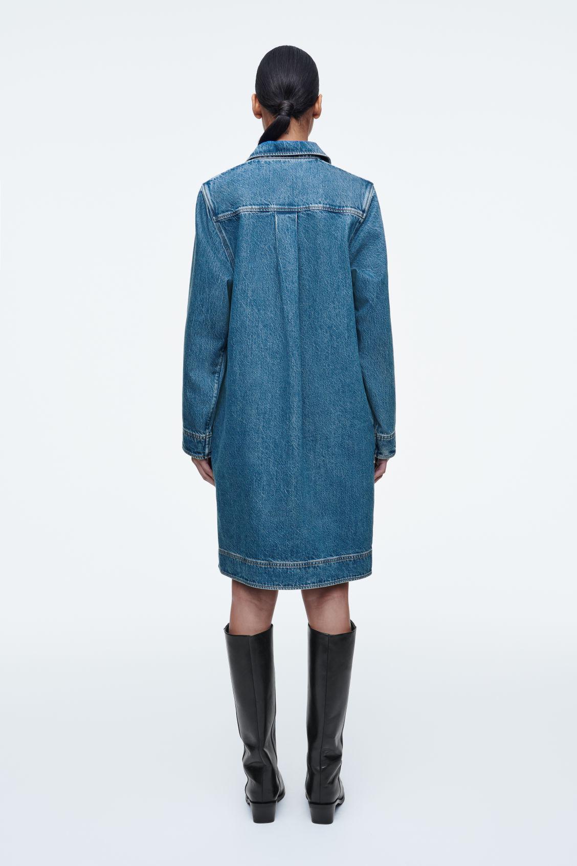 cos denim dress zip COS Denim Half-Zip Dress