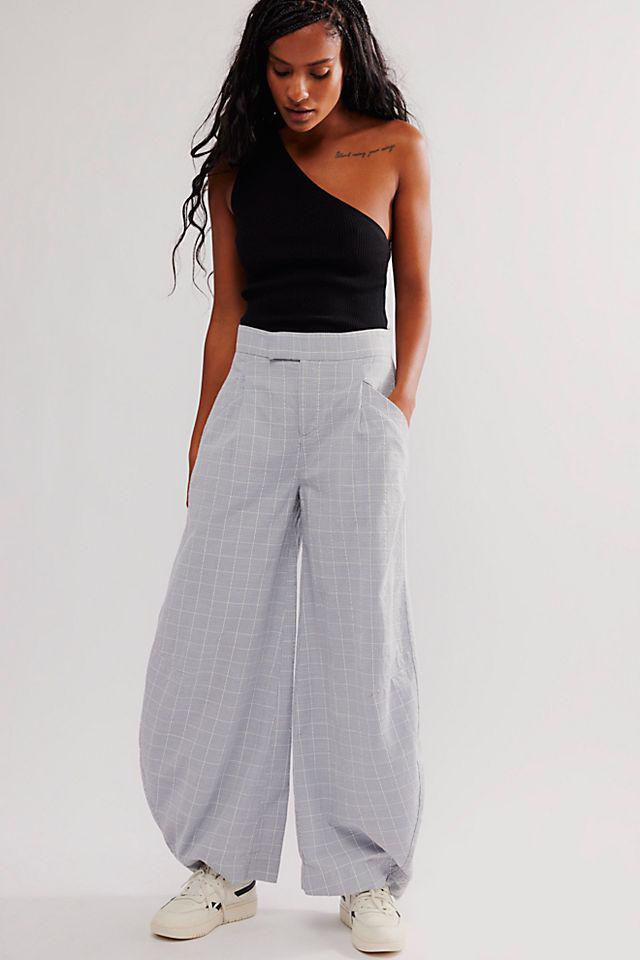 Spotlight Barrel Pinstripe Trousers - Grey Combo // Free People