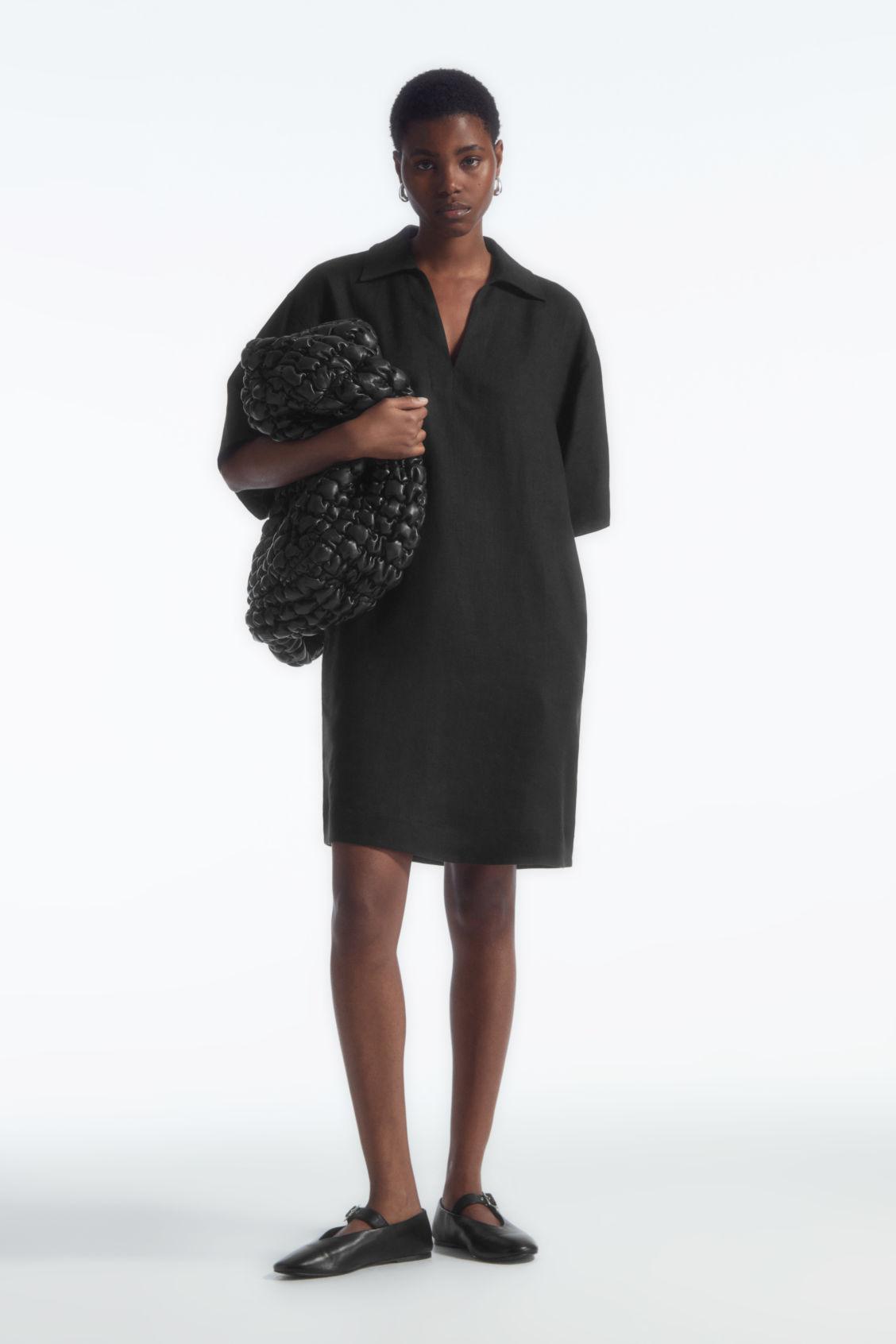 COS Open-Collar Linen Shirt Dress | endource