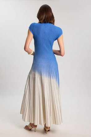 blue dress with gems Persian Violet Blue Ombre Pleated Dress With Jacket