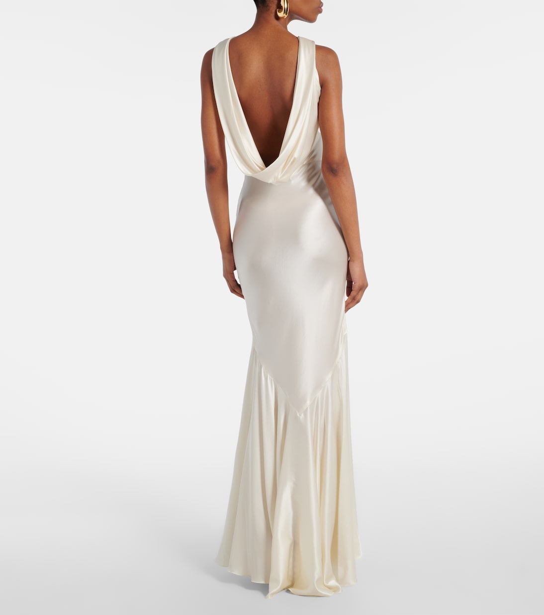sachin and babi light blue dress High Slit Backless Red Satin Long Sexy Prom Dress