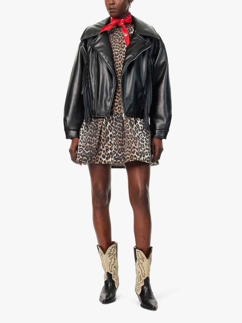 HOUSE OF SUNNY Athena Relaxed-Fit Faux-Leather Jacket endource