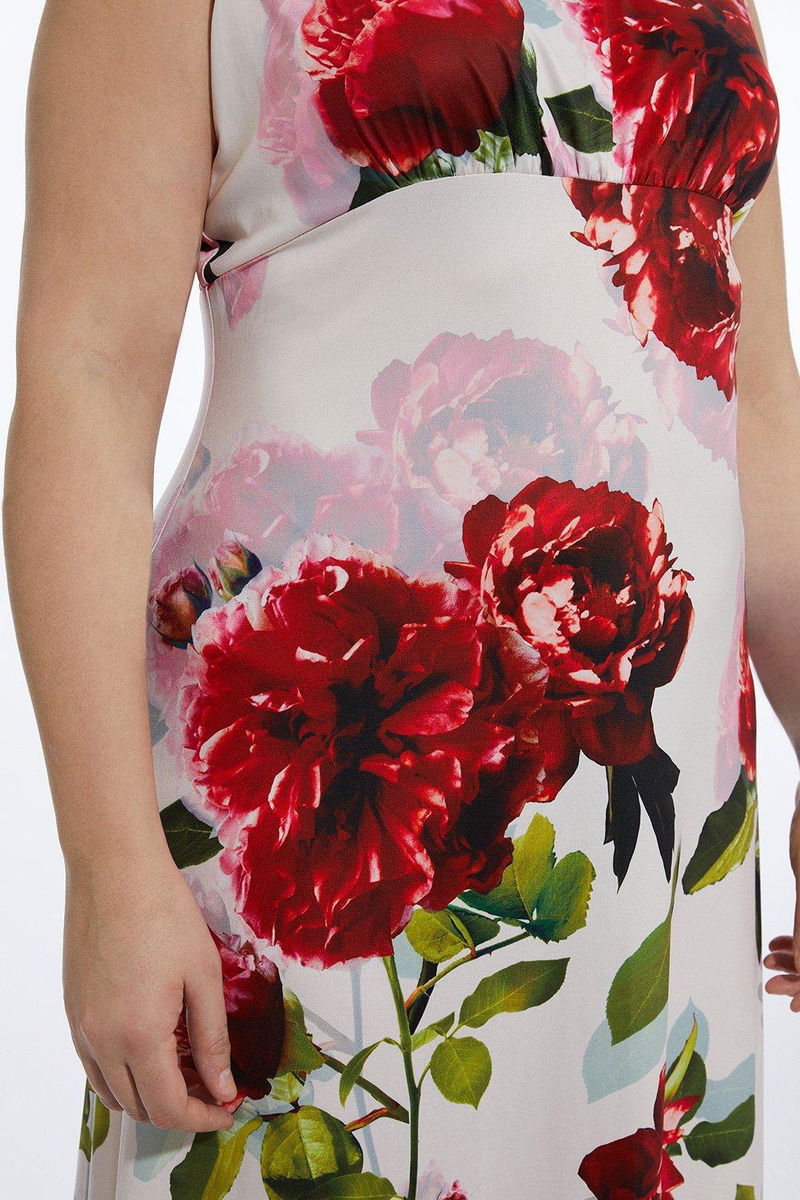 KAREN MILLEN Plus Size Rose High Neck Drapey Crepe Jersey Maxi Dress |  endource