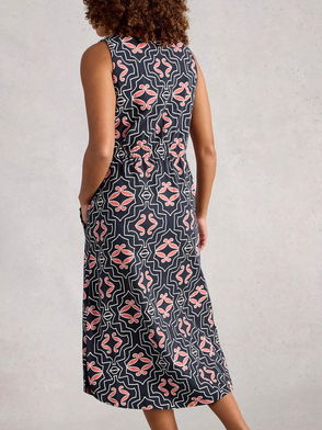 chinese dress ladies Things Between Linen Blend Polka Dot Maxi Dress in Brown M