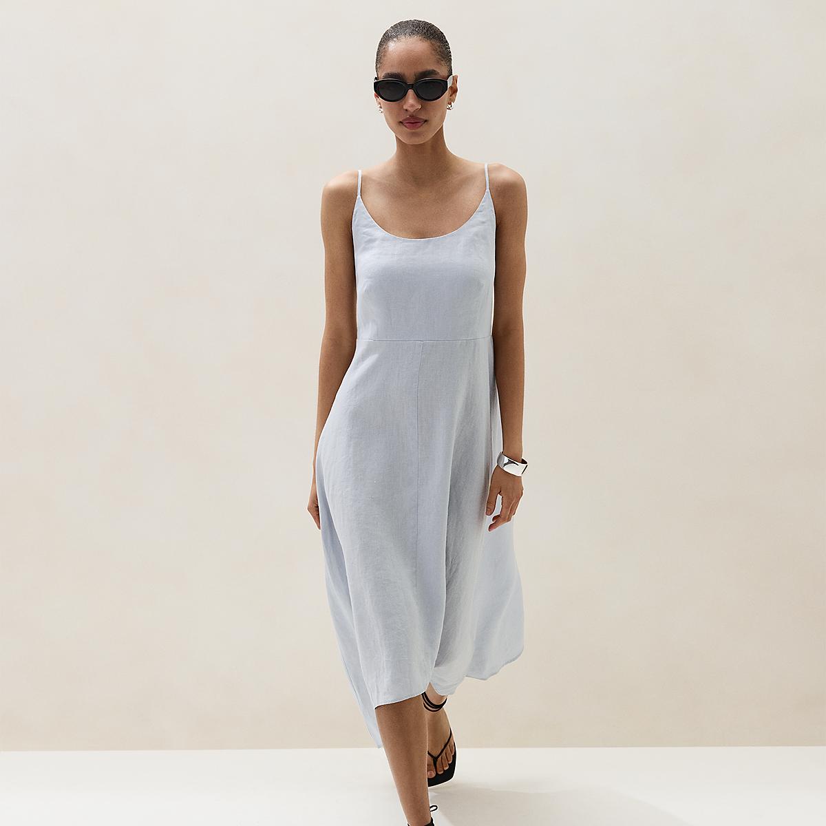 white company linen dress Atlanta Linen Dress in White