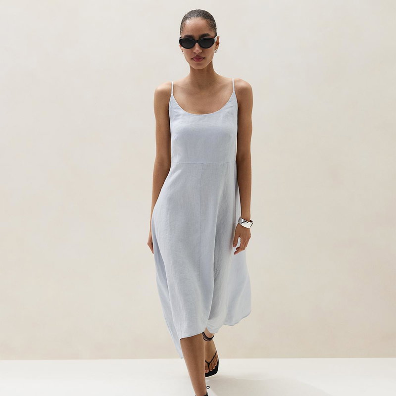 womens midi linen dresses Linen Midi Dress 'Beckie', Loose Linen Dress for Women