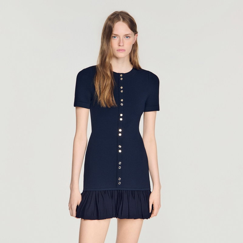 SANDRO Short Knit Dress With Ruffles | endource