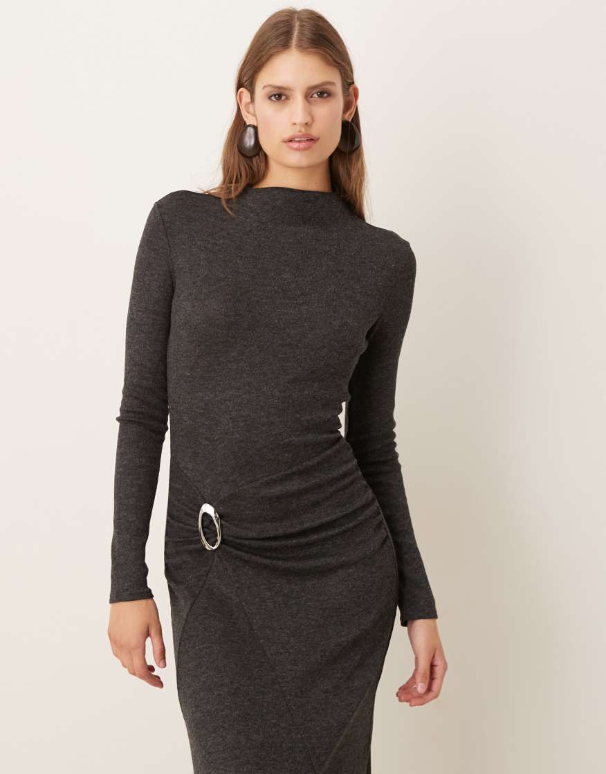 sachin and babi light blue dress Black Long Sleeve Ruched Maxi Dress | Dresses main image 0