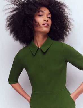 BODEN Vivienne Velvet Shirt Dress, Green Fir | endource