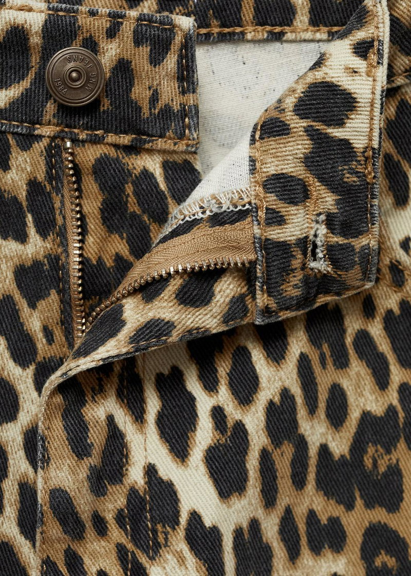 Mango leopard-print denim jeans, close-up