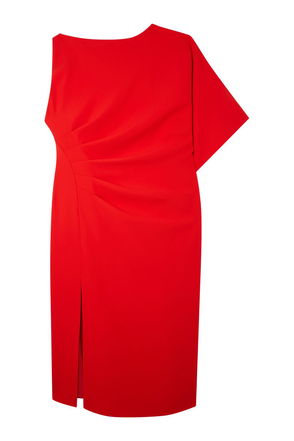 KAREN MILLEN Tailored Linen Slit Detail Stappy Maxi Dress in Coral