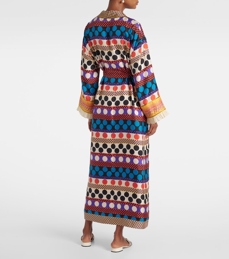 Valentino silk robe with bold polka dot pattern