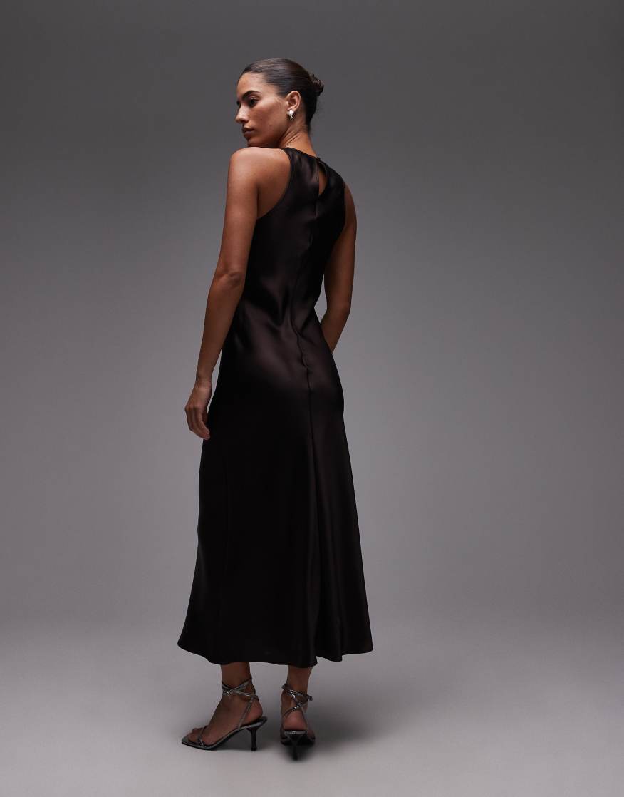 & OTHER STORIES Bias Cut Satin Midi Dress In Brown | endource