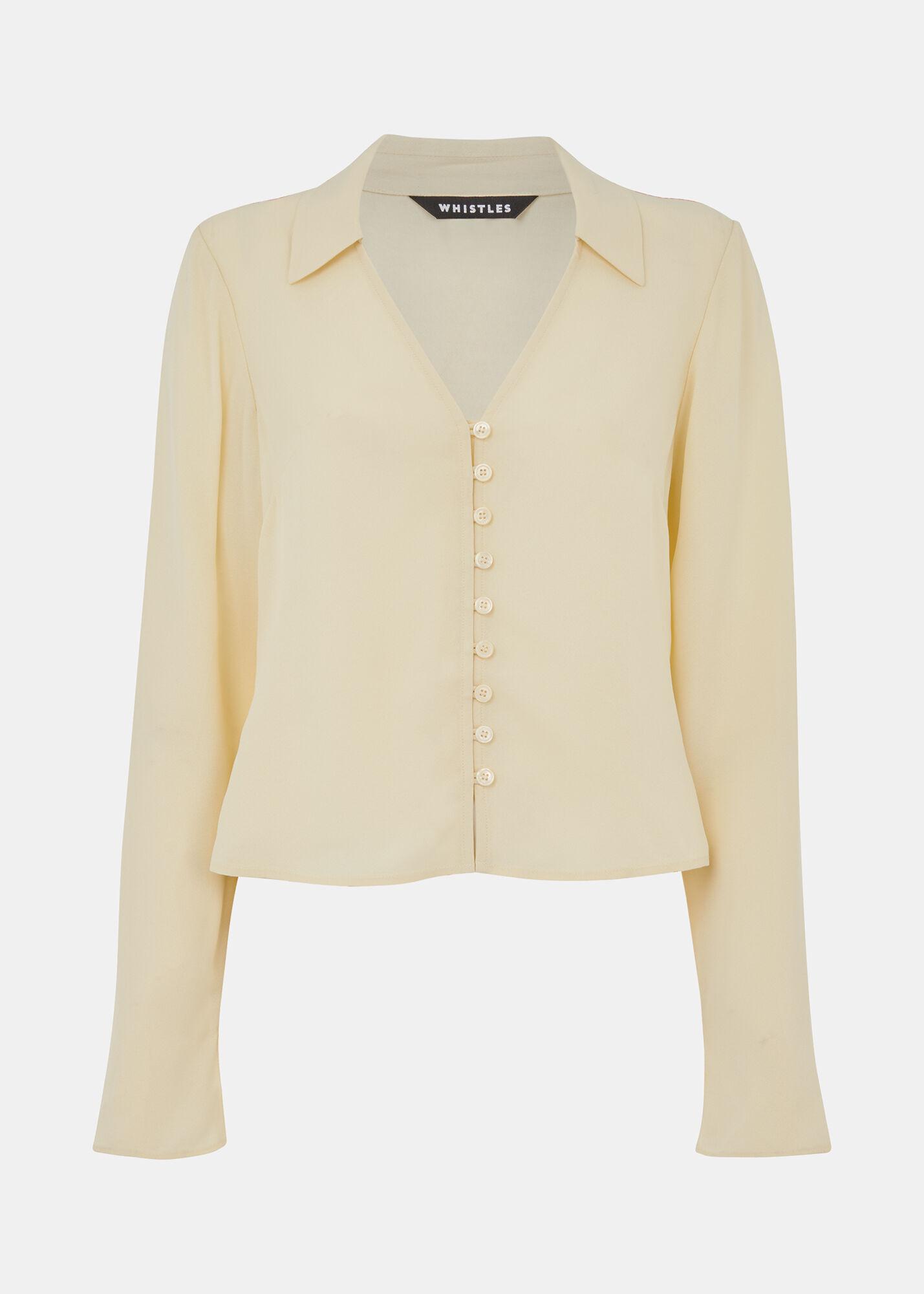 WHISTLES Daphne Button Front Shirt in Neutral Endource