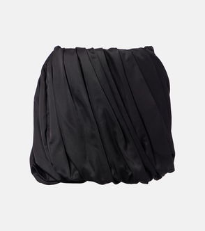 Black satin envelope bag with pleated detailing