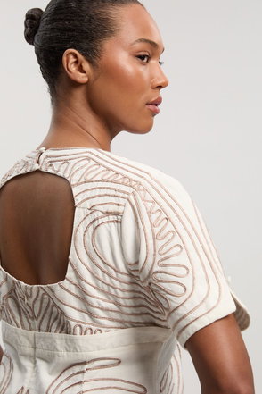 KAREN MILLEN Embroidered Cornelli Tape Woven Dress | endource