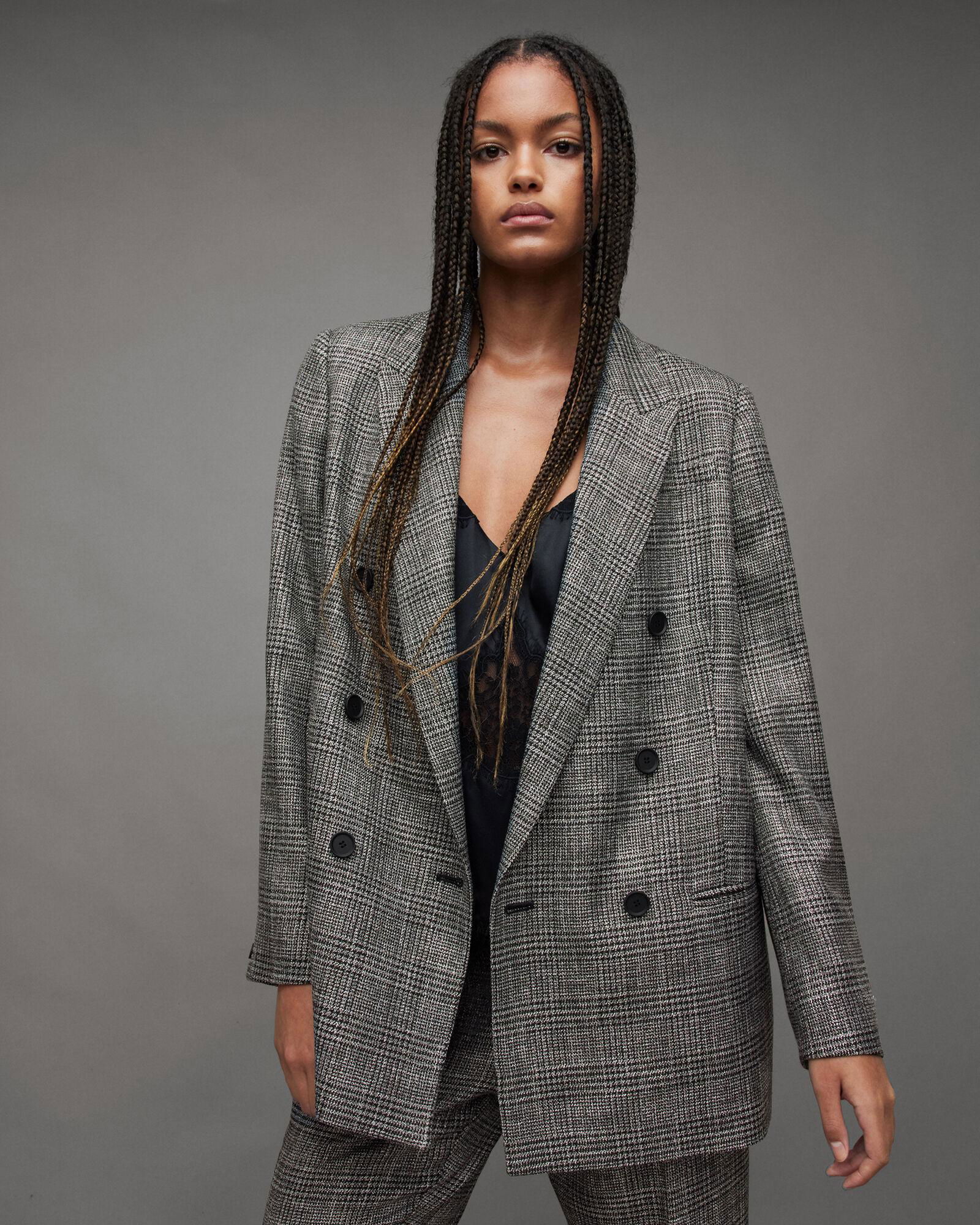 ALLSAINTS Astrid Checked Sparkle Blazer | endource display picture 1