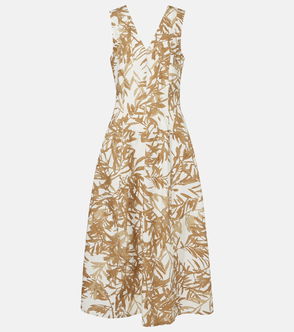 BRUNELLO CUCINELLI leaf-print midi dress