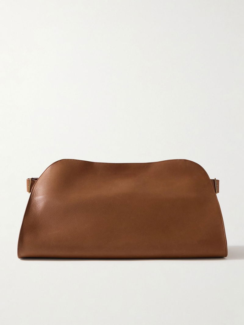 THE ROW Margaux E/W Buckled Leather Clutch endource