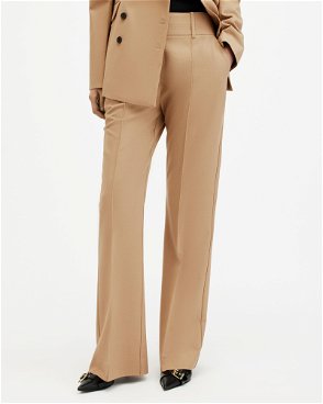 Reiss Sian - High Rise Skinny Flared Trousers in Camel, Womens