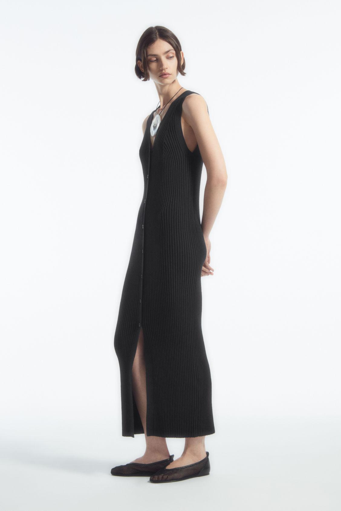 COS Buttoned Rib-Knit Maxi Dress | endource