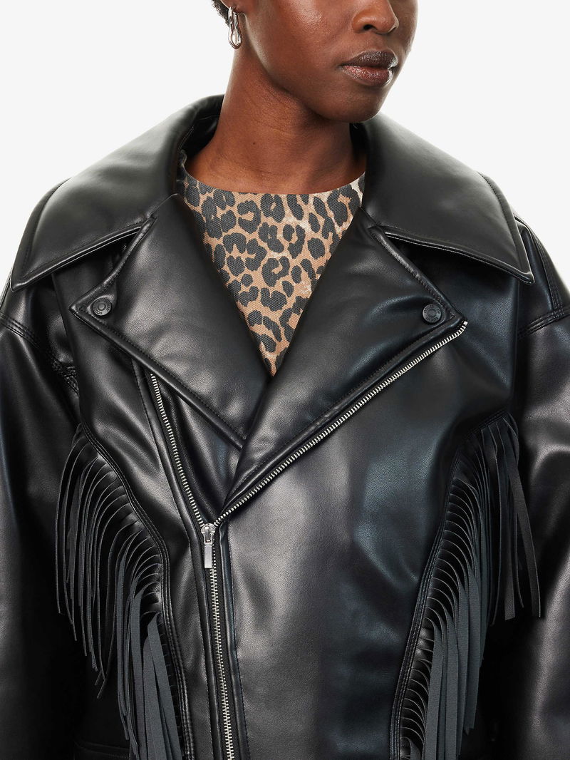 HOUSE OF SUNNY Athena Relaxed-Fit Faux-Leather Jacket endource