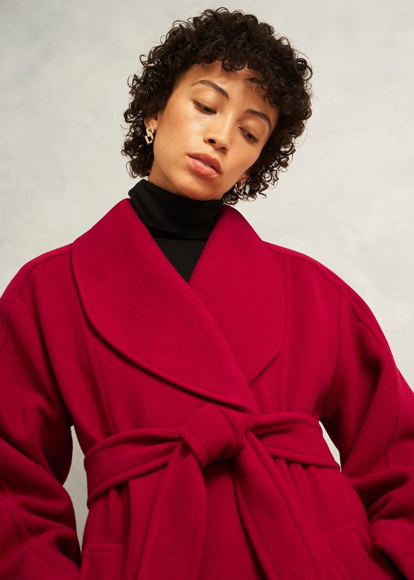HLT Wool-BlendDoublefaceBeltedCoat HOBBS Lambeth Wool Blend Coat 