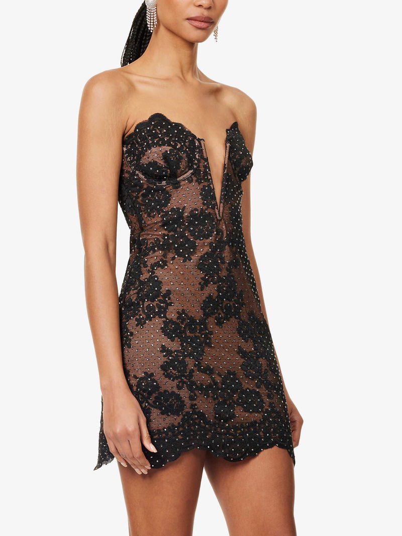jacquemus mini dress black JACQUEMUS PARIS. Black Viscose Blend Pleated Accent Mini Dress main image 0