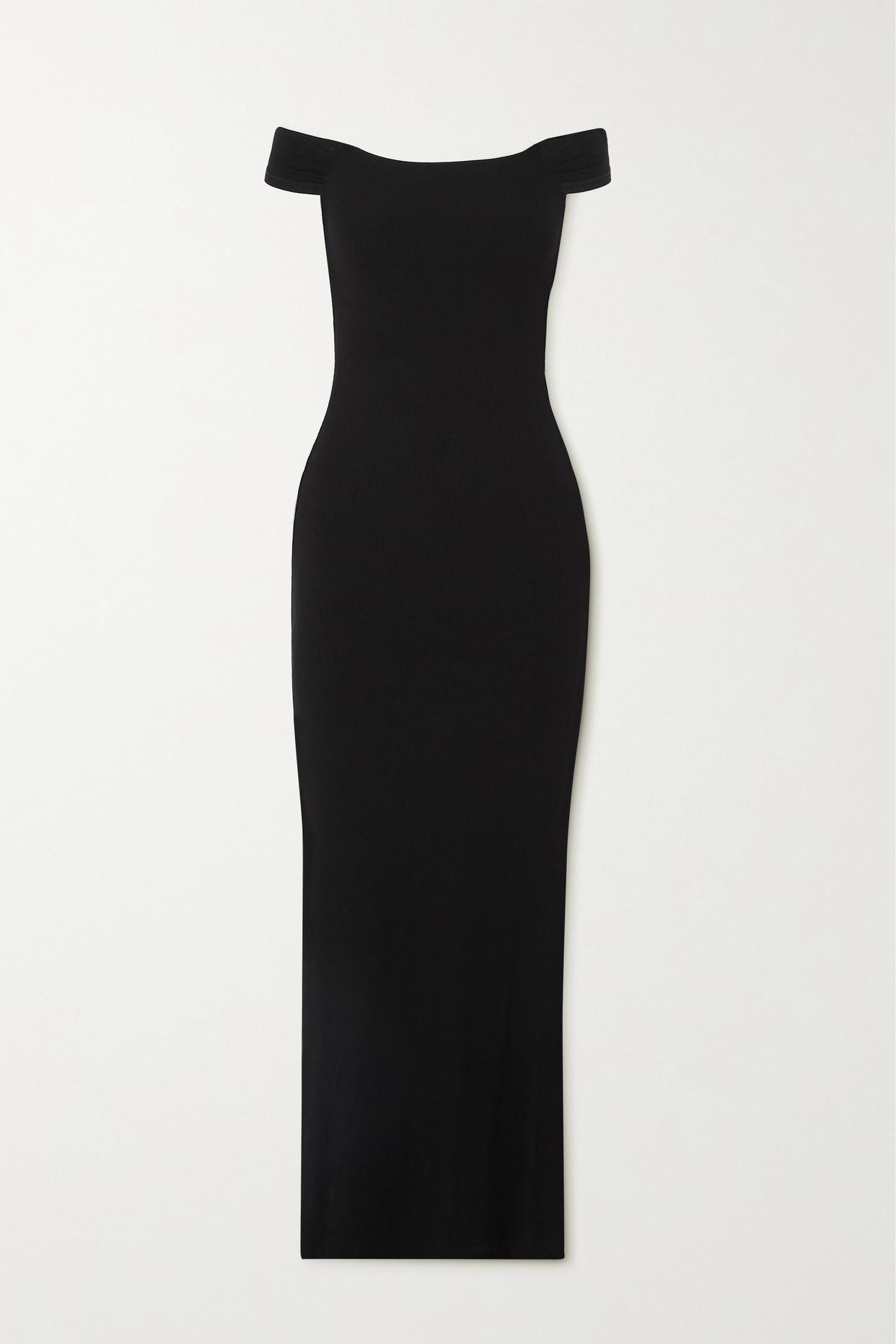 SKIMS Soft Lounge Off-The-Shoulder Ribbed Maxi Dress | endource SKIMS Soft Lounge Off-The-Shoulder Ribbed Maxi Dress | endource
