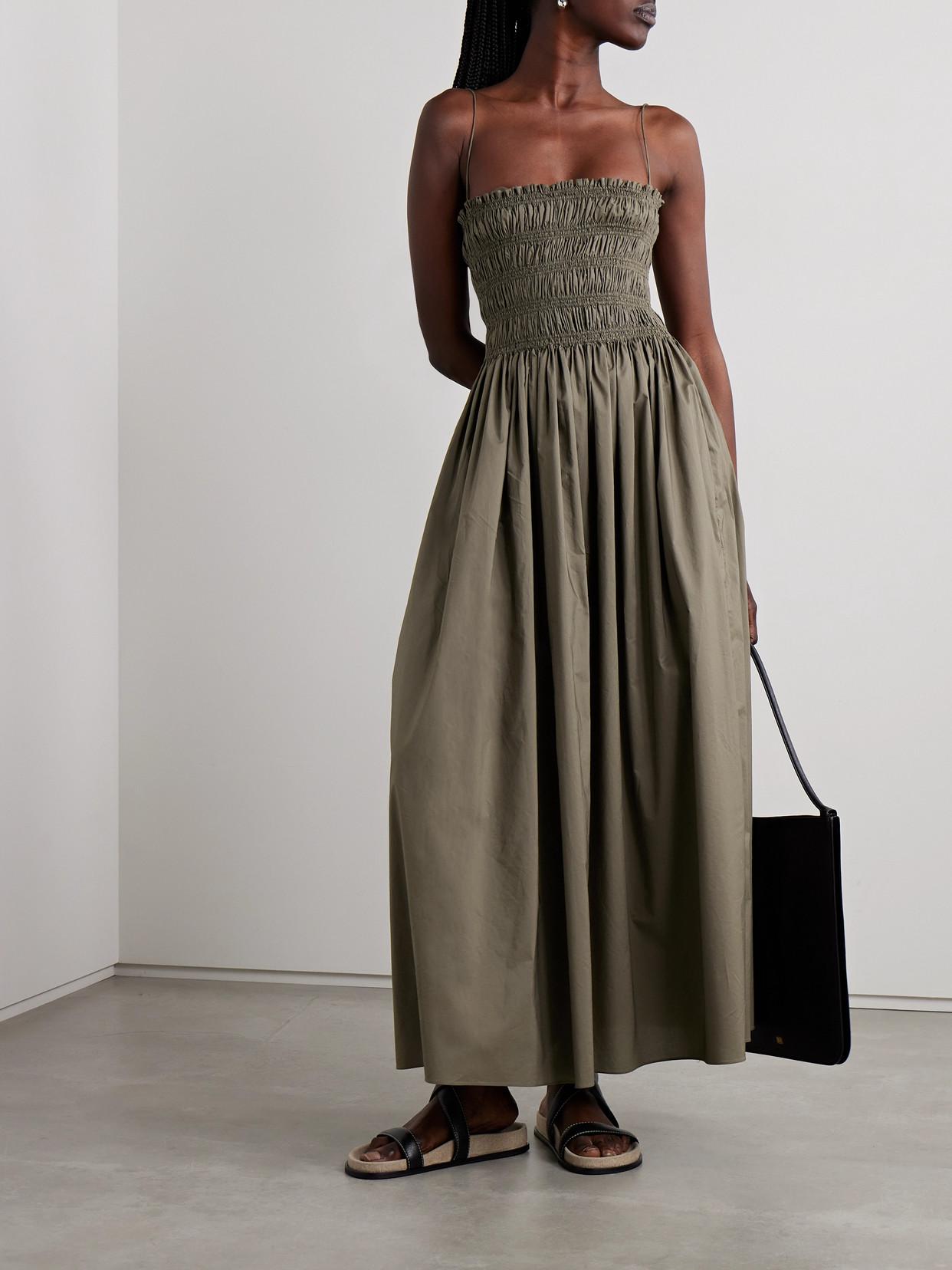 matteau shirred organic cotton midi dress Matteau Shirred Organic Cotton Midi Dress