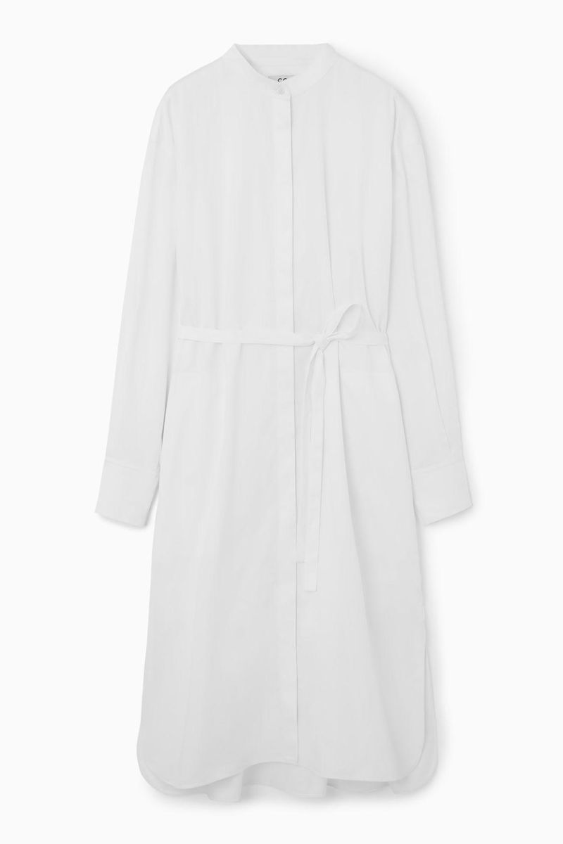 COS OVERSIZED GRANDAD-COLLAR SHIRT DRESS