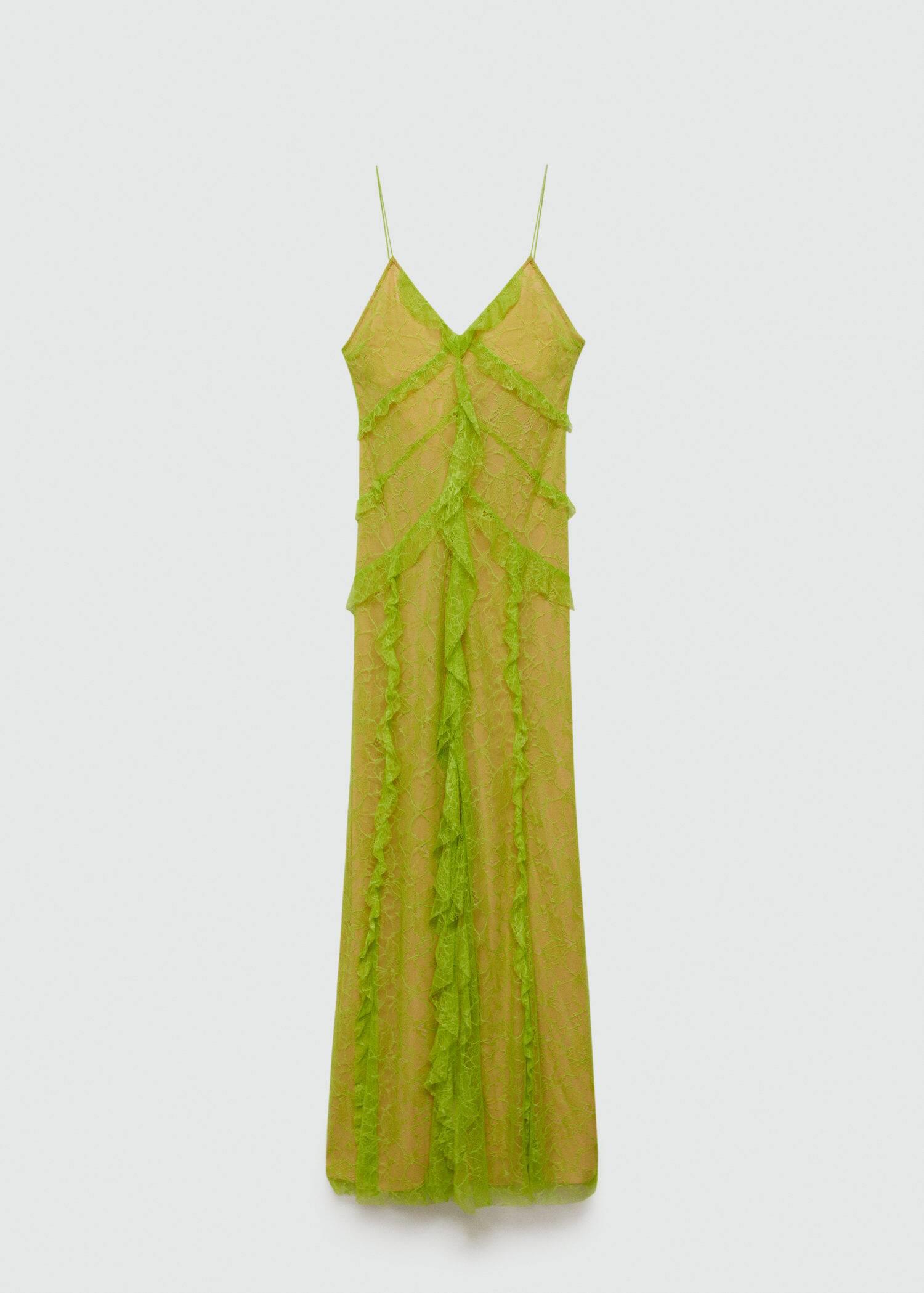 MANGO Lace Dress With Ruffle Design | endource