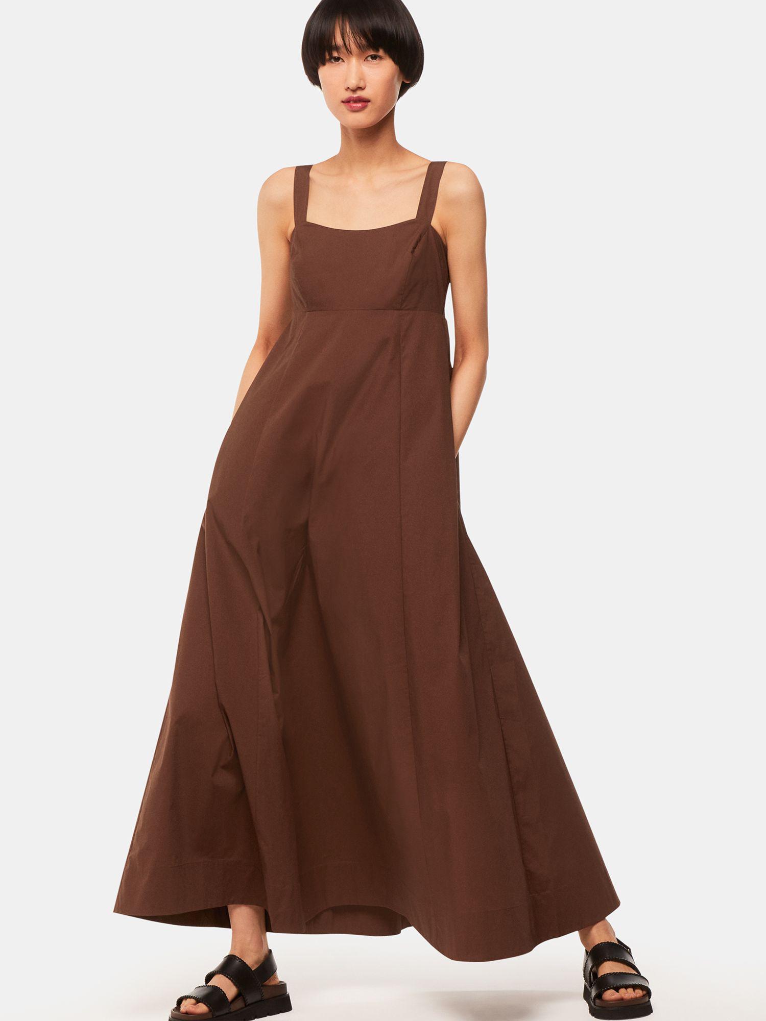 WHISTLES Anna ALine Midi Dress in Brown Endource