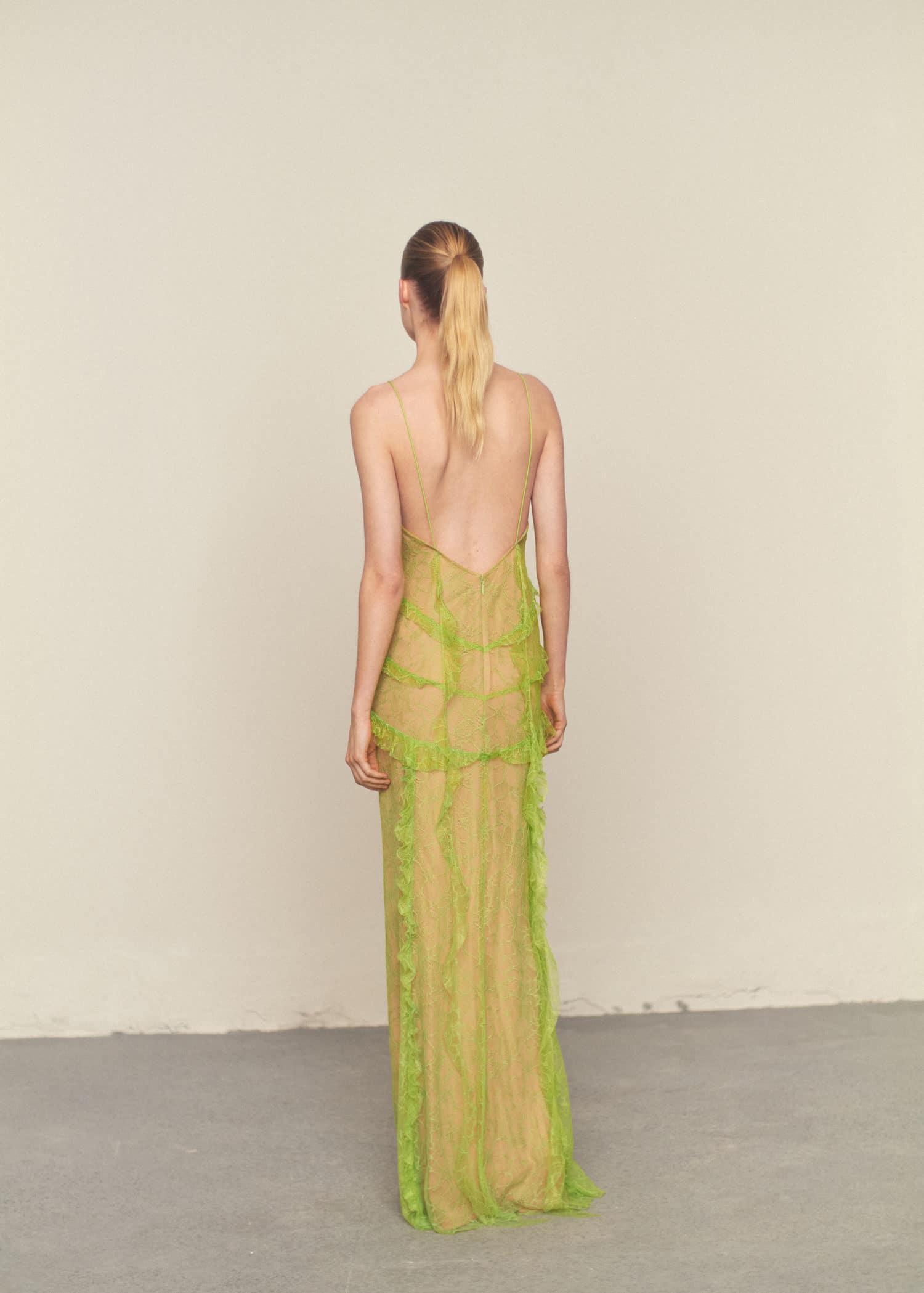 MANGO Lace Dress With Ruffle Design | endource