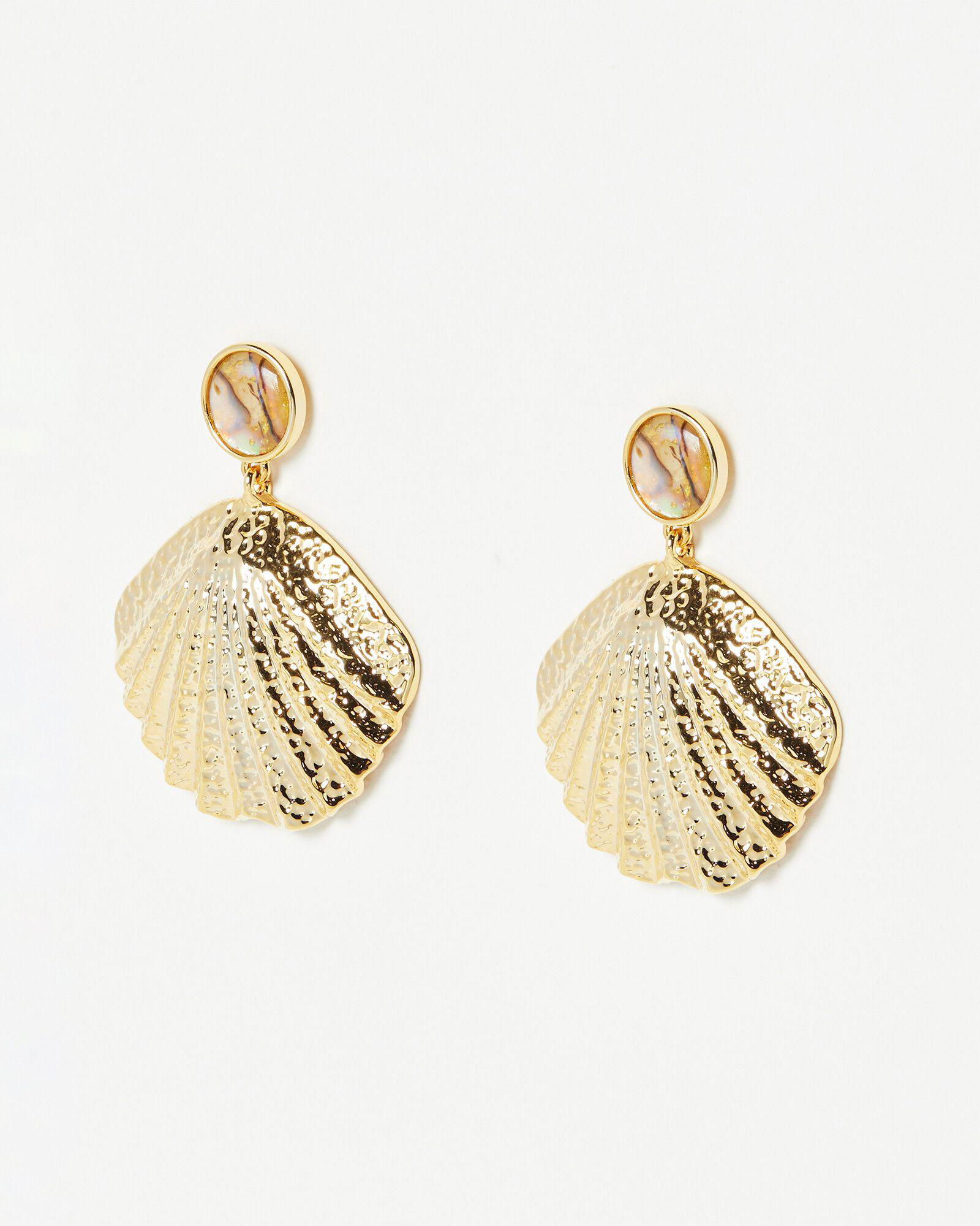 OLIVER BONAS Ariel Shell Gold Drop Earrings in Gold | Endource