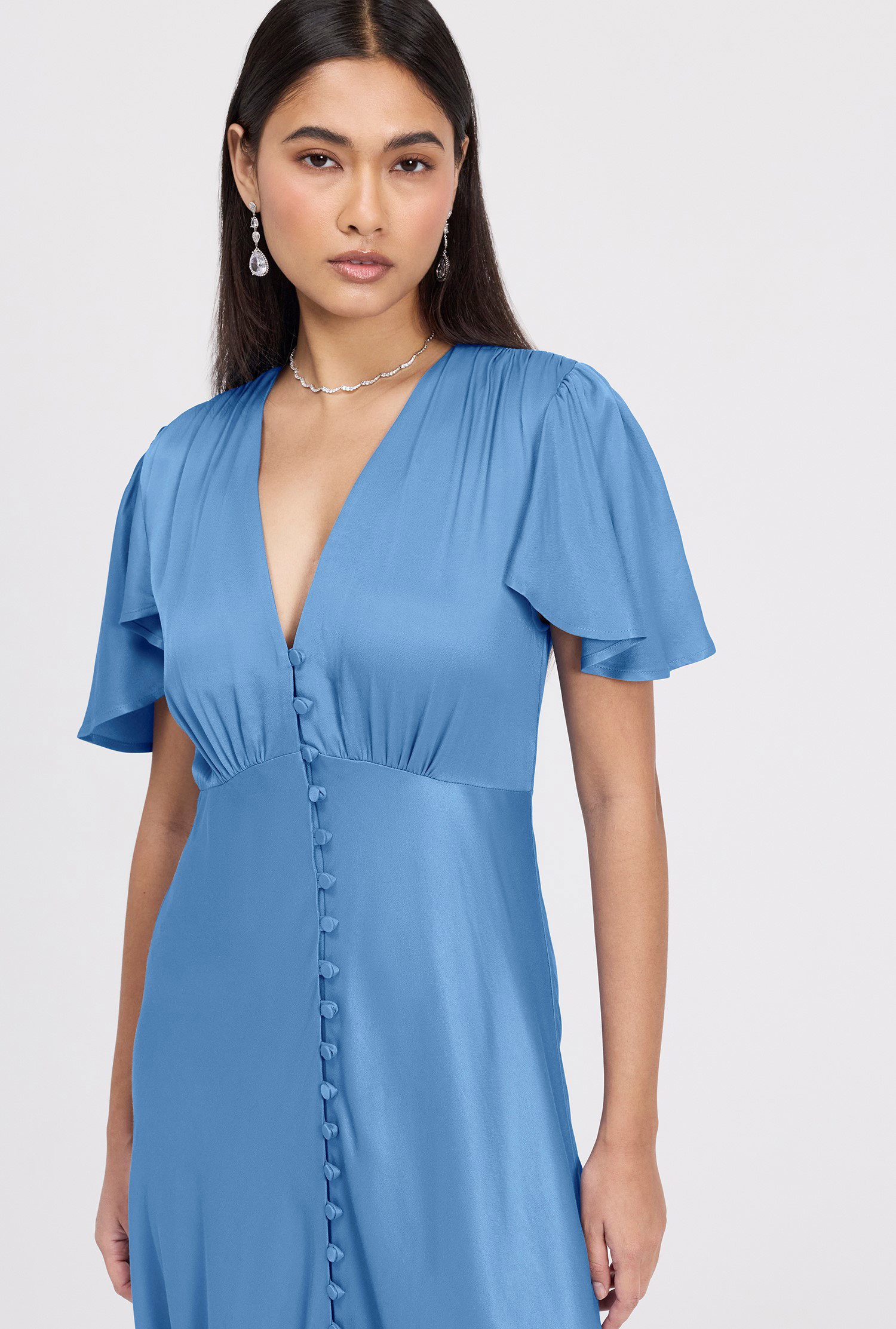 ghost delphine satin maxi dress Delphine Button Satin Maxi Dress