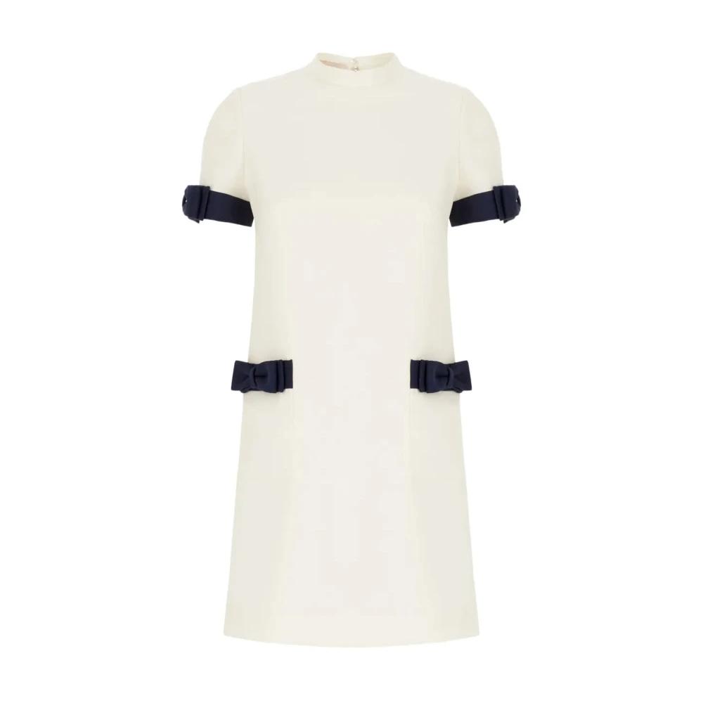 VALENTINO GARAVANI Embroidered Crepe Couture Short Dress- Female- - Short  Dresses- White- XS- Dresses | endource