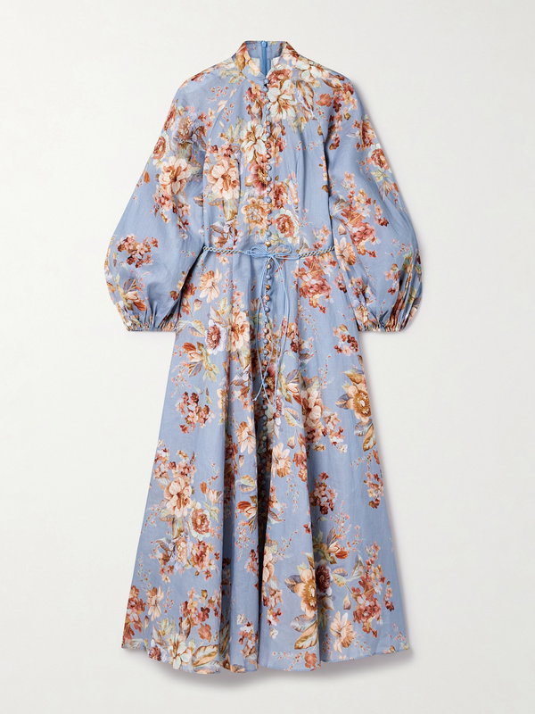 Zimmermann Awaken Floral-Print Linen Maxi Dress