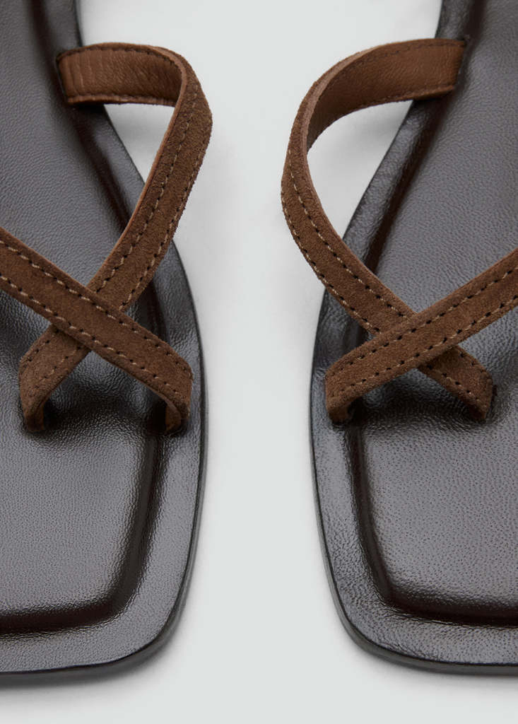 MANGO Leather Sandal With Crossed Straps | endource