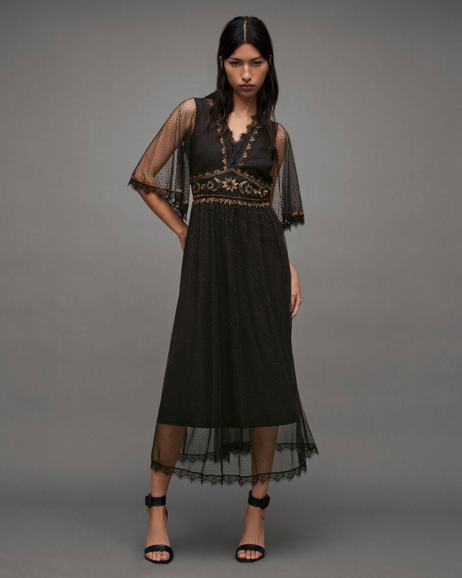 Sheer Double Vest Dress in Enzian 10% Cloud