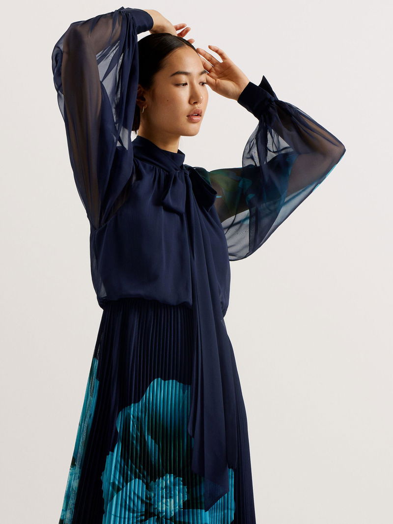 TED BAKER Manami Pussybow Shirt Maxi Dress endource