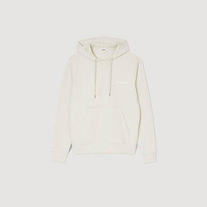 Cream-colored SANDRO hooded sweatshirt with logo.