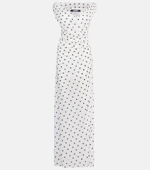 White polka dot wrap dress by JACQUEMUS