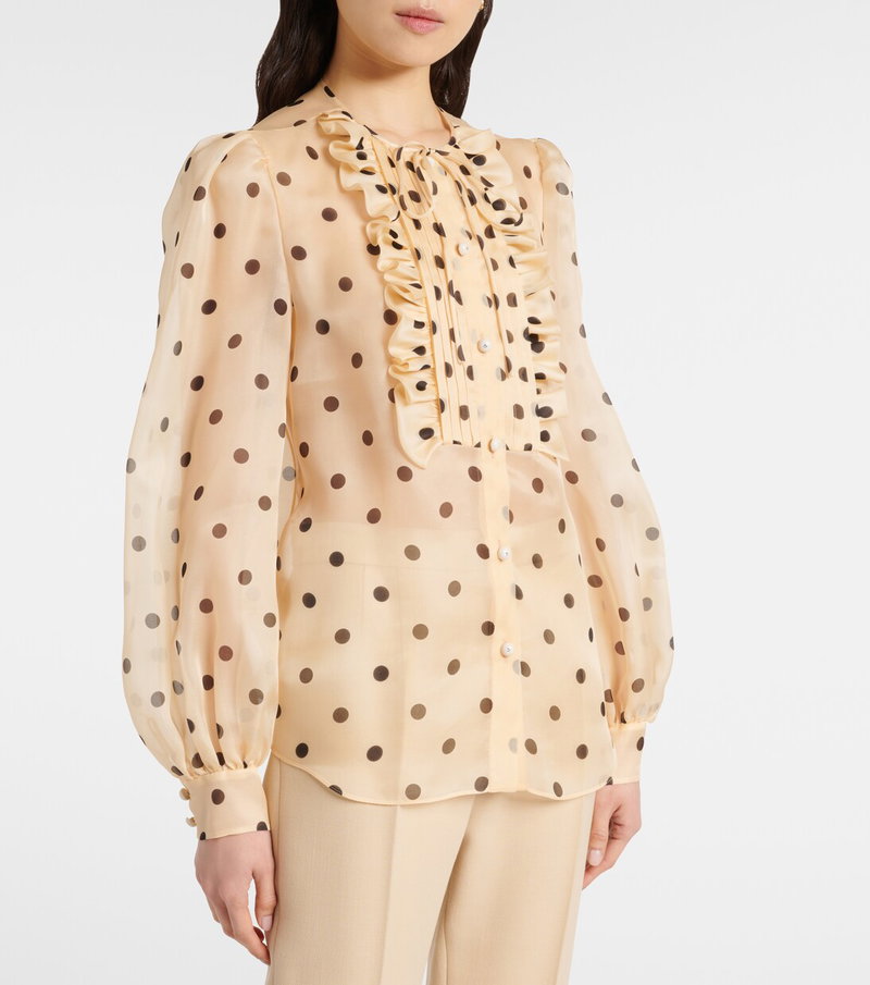 Valentino polka-dot blouse with ruffled neckline