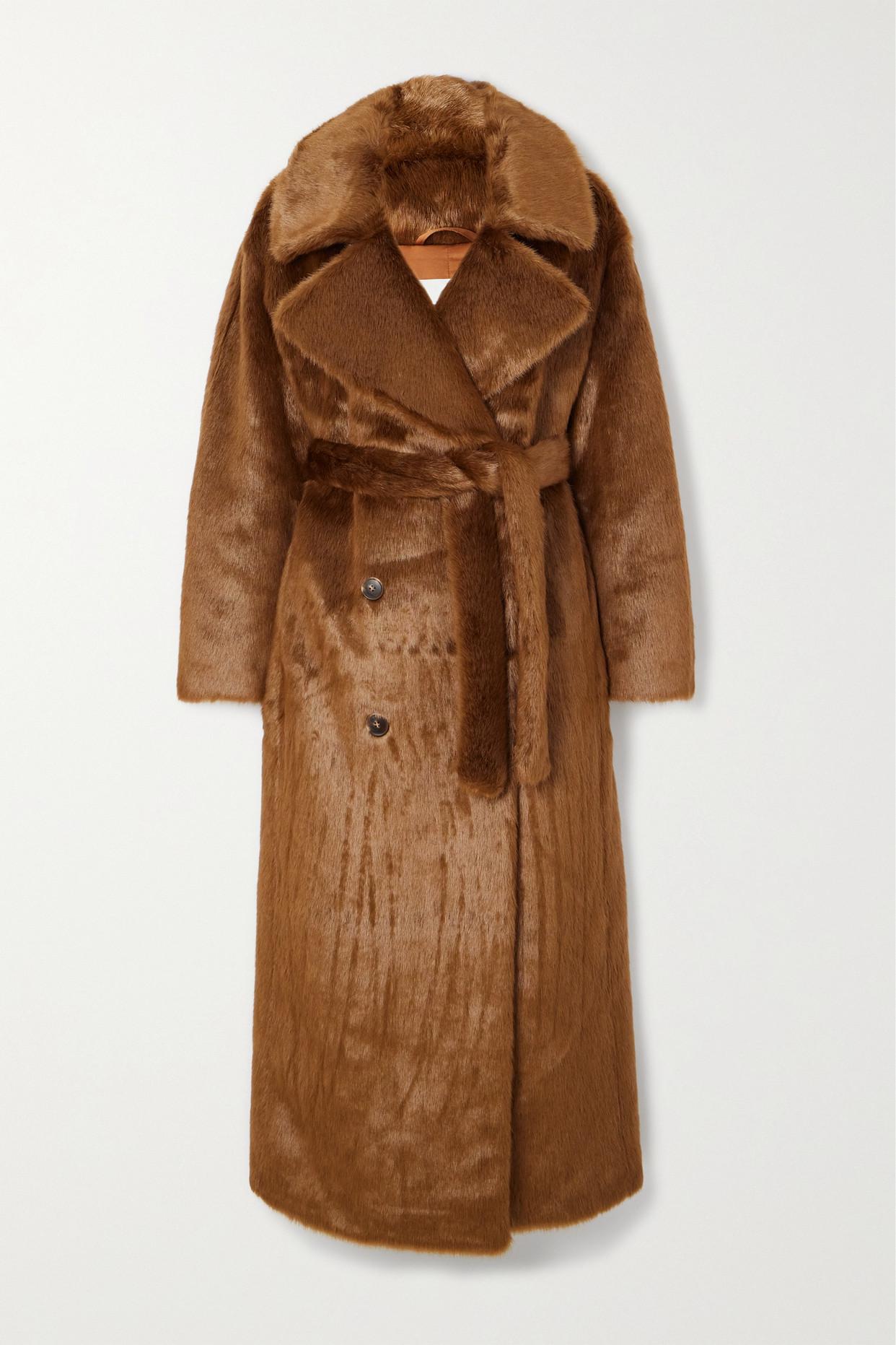 Hallie | Faux Fur Trim Double-Breasted Jacket
