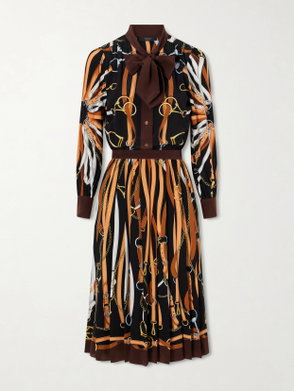 GUCCI GG-Jacquard Tie-Waist Linen Shirt Dress | endource