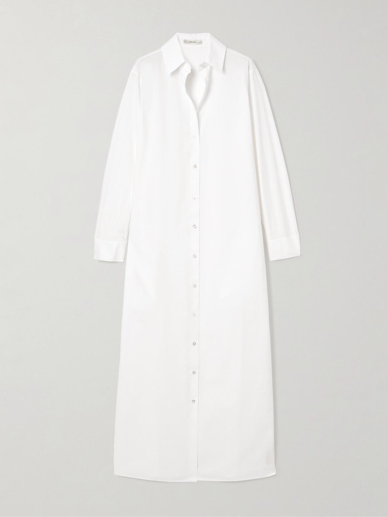 THE ROW Izumi Cotton-Poplin Shirt Maxi Dress in Off-white | Endource