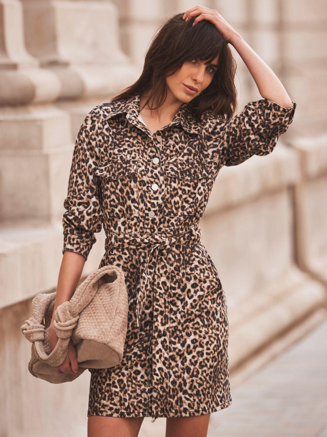 leopard print denim shirt dress Leopard Ruffle Denim Shirt Dress Extra large