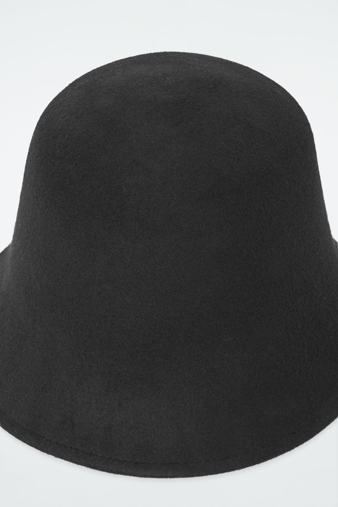 Cos Felted Wool Bucket Black Hat FELTED-WOOL BUCKET HAT - BLACK | COS US main image 3