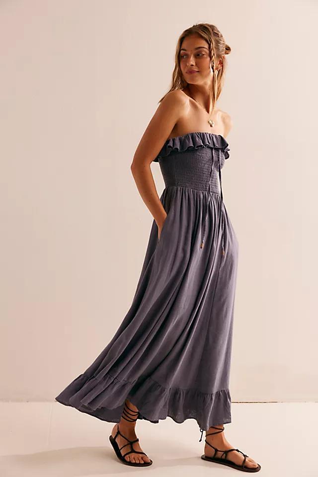 lush life linen strapless midi dress FREE PEOPLE Lush Life Linen Strapless Midi Dress
